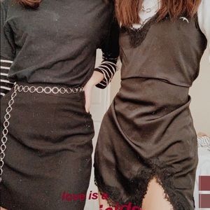 URBAN OUTFITTERS black satin slip dress